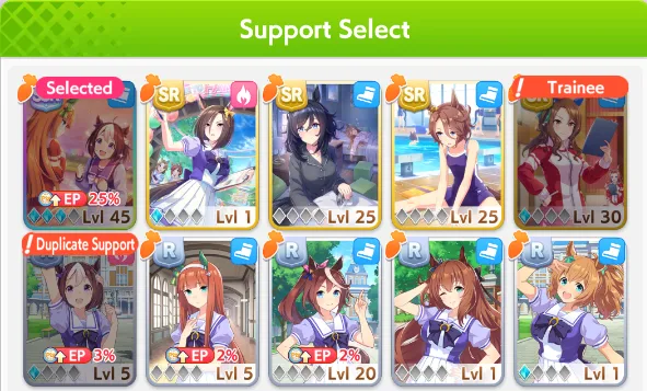 Support Card Restrictions example